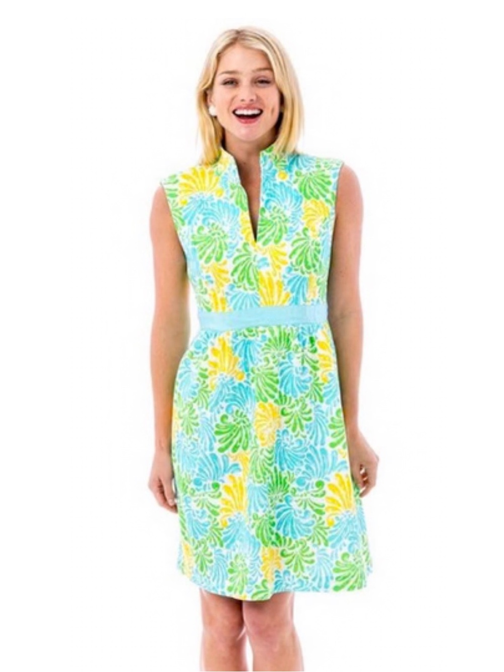 New Elizabeth McKay Coco Floral Notch Pom Pom Dress 2
